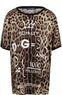 Шелковый топ свободного кроя с леопардовым принтом Dolce &amp; Gabbana