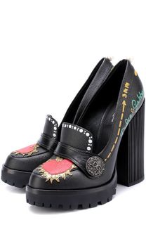 Кожаные туфли Edna с принтом и аппликациями Dolce &amp; Gabbana