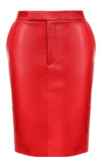 Однотонная кожаная юбка с карманами Ralph Lauren
