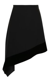Шелковая юбка асимметричного кроя с бархатной отделкой Lanvin