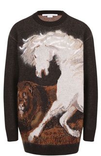Удлиненный шерстяной пуловер с принтом Stella McCartney