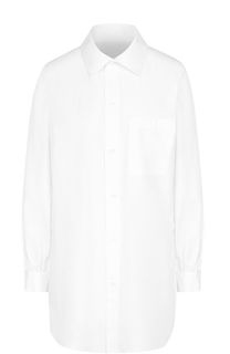 Удлиненная хлопковая блуза с накладным карманом Yohji Yamamoto