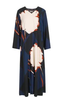 Платье свободного кроя с принтом и V-образным вырезом Dries Van Noten