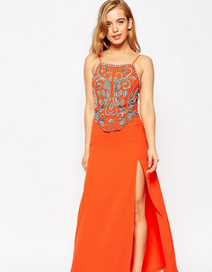 Декорированное платье макси с высокой горловиной Maya Petite - Оранжевый
