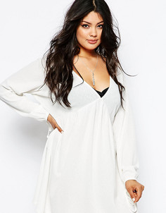 Свободное трикотажное платье из жатого хлопка ASOS CURVE - Белый