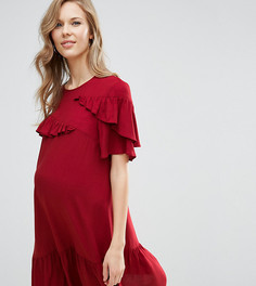 Платье с заниженной талией и оборками для беременных ASOS Maternity - Фиолетовый