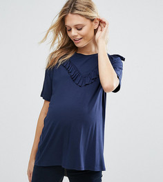 Футболка для беременных с рюшами ASOS Maternity - Синий
