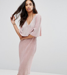 Плиссированное платье миди с верхним слоем в стиле кейпа Club L - Розовый