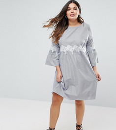 Свободное платье с отделкой кроше на талии Boohoo Plus - Синий