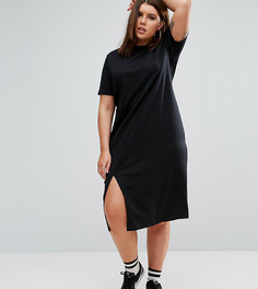 Платье-футболка миди с разрезами по бокам ASOS CURVE Ultimate - Черный