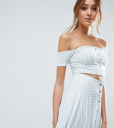 Комбинируемый кроп-топ в клеточку на пуговицах ASOS TALL - Мульти