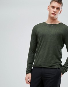 Тонкий джемпер из смеси хлопка и шелка Selected Homme - Зеленый