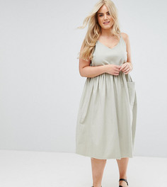 Свободное платье на бретелях ASOS CURVE - Зеленый