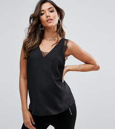 Топ с глубоким вырезом и кружевными вставками ASOS Maternity TALL - Черный