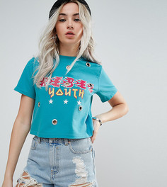 Футболка с люверсами ASOS PETITE - Зеленый