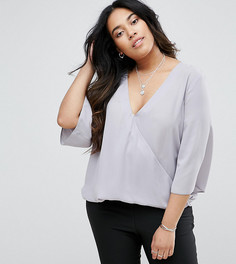 Топ с запахом и расклешенными рукавами ASOS CURVE - Серый
