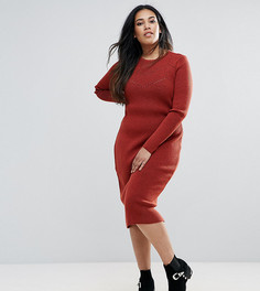 Платье в рубчик с отделкой ASOS CURVE - Красный