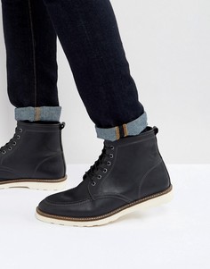 Черные кожаные ботинки на шнуровке с белой подошвой ASOS - Черный