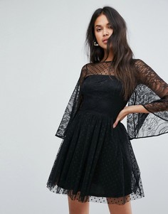 Платье мини с расклешенными рукавами ASOS - Черный