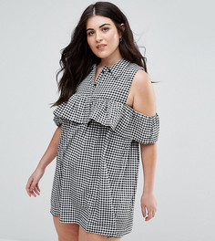 Платье в клетку с вырезами на плечах AX Paris Plus - Мульти