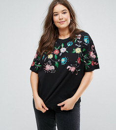Футболка с цветочной вышивкой ASOS CURVE - Мульти