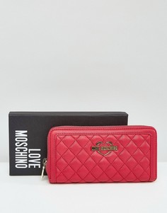 Стеганый кошелек с логотипом Love Moschino - Розовый