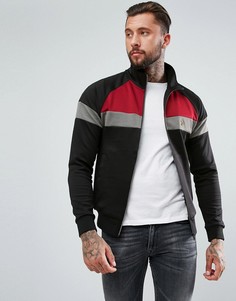 Черная трикотажная куртка в стиле колор блок Luke Sport Kas 1 - Черный