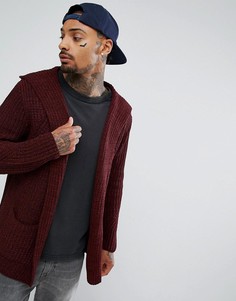 Бордовый трикотажный кардиган с капюшоном ASOS - Красный