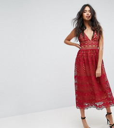Кружевное платье миди Boohoo - Красный