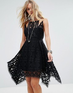 Кружевное платье с драпированным подолом Free People Just Like Honey - Черный