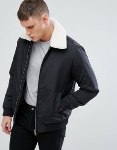 Куртка со съемным воротником из искусственного меха Selected Homme - Черный
