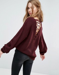 Джемпер крупной вязки с решетчатой отделкой на спине New Look - Розовый