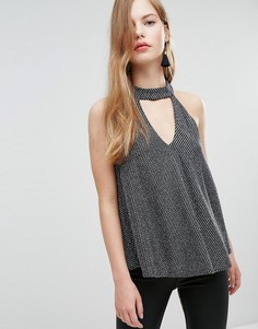 Топ с лентой на шее и бретельками New Look - Черный