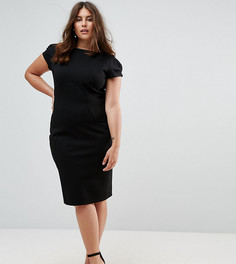 Платье-футляр с присборенными короткими рукавами Closet London Plus - Черный