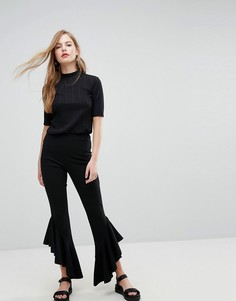 Брюки с оборками по краям New Look - Черный