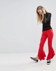 Брюки с оборками по краям New Look - Красный