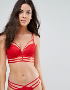Сетчатый бюстгальтер с треугольными чашечками и люверсами New Look - Красный