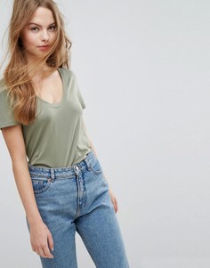 Футболка с овальным вырезом New Look - Зеленый