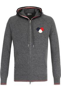 Шерстяной кардиган на молнии с капюшоном Moncler
