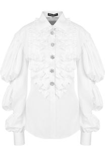 Хлопковая блуза с объемными рукавами и оборками Dolce &amp; Gabbana