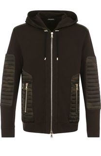 Толстовка на молнии из смеси хлопка и вискозы Balmain