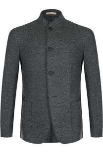 Однобортный шерстяной пиджак с воротником-стойкой Armani Collezioni