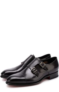 Кожаные монки с двумя пряжками Santoni