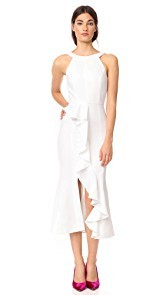 Nicholas Crepe Asymmetrical Ruffle Dress