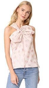 Rebecca Taylor Floral Jacquard Bow Top