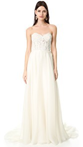 Reem Acra Alia Strapless Lace Gown