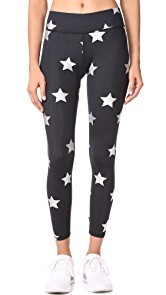 Terez Silver Star Foil Tall Band Leggings