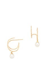 Zoe Chicco 14k Gold Double Huggie Earrings with Freshwater Cultured Pearls