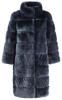 Шуба из меха кролика с отделкой натуральной замшей Virtuale Fur Collection
