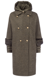 Утепленное шерстяное пальто с отделкой мехом сурка Martylo